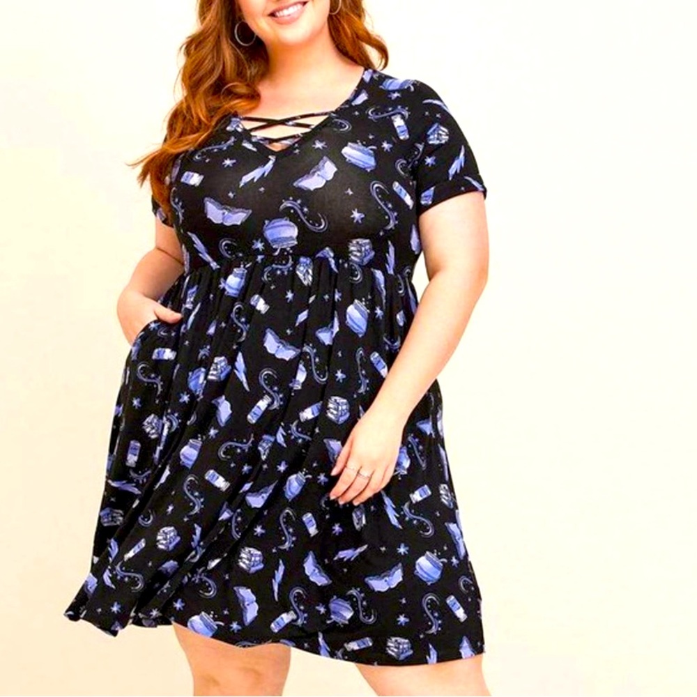 TORRID Harry Potter Spells Print Strappy Super Soft Dress Size 1
